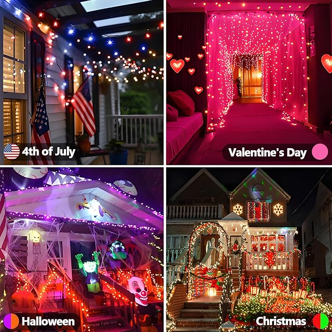 Albelt Smart Color Changing Halloween Lights, Christmas Decoration Lights with Remote & Timer, 66 FT 200 LED RGB Twinkle Fairy String Light Waterproof for Indoor Outdoor Fall Xmas Tree Decor