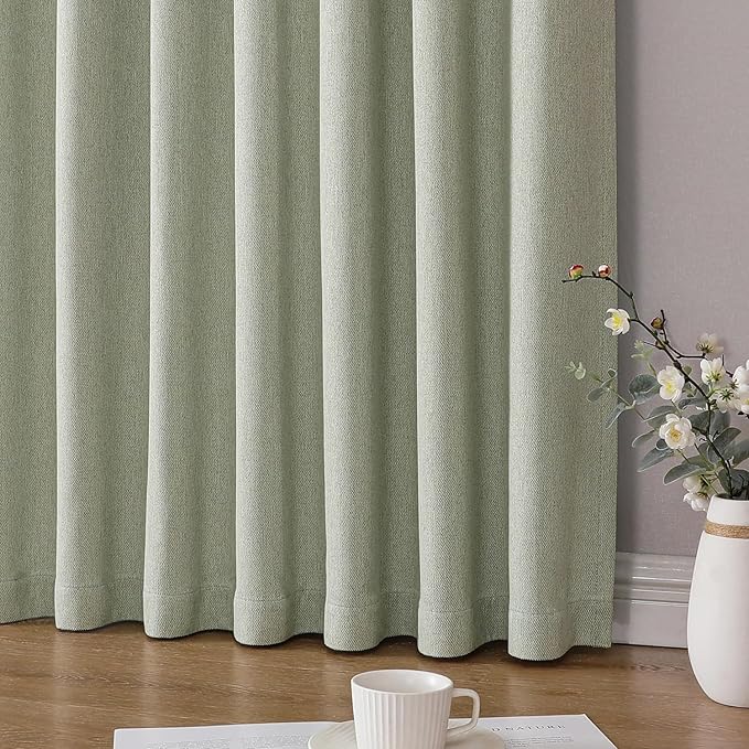 Joydeco Custom Blackout Curtains for Bedroom, Total Blackout Curtains Back Tab & Rod Pocket, Solid Thermal Insulated Window Drapes Luxury Decor for Living Room 1 Panel (Custom Size, Sage Green)