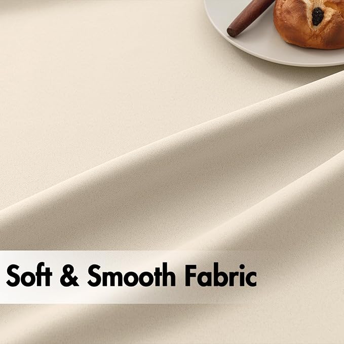 ANRODUO Back Tab Blackout Curtains for Bedroom Living Room, Rod Pocket Pinch Pleated Thermal Insulated Room Darkening Curtains 90 Inches Long 2 Panels, Cream Beige, 52 x 90 Inch