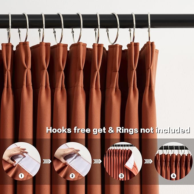 KEQIAOSUOCAI 92 Inch Custom Blackout Curtains for Living Room 2 Panels Set,Copper Pinch Pleat with Hooks Hippie Decorative Pleated Window Drapes Rustic Western Curtain for Bedroom Cabin W40 x L92