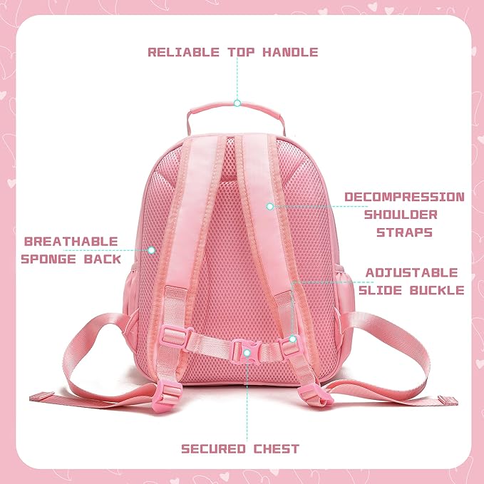 I IHAYNER Kids Glitter Lightweight Backpack for School Travel & Daycare, Toddler Backpack for Girls 3+ Preschool Kindergarten Elementary Kids Backpack-Rainbow Pink A