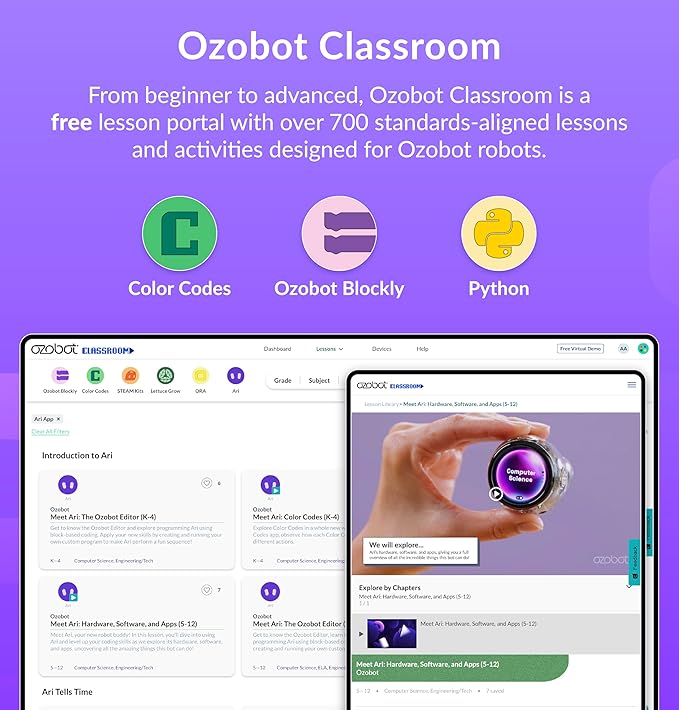 Ari Entry Kit | Interactive Learning Robot with Touch Screen, ToF Sensor, Accelerometer, Gyroscope, and AI Integration | Hands-On STEM Education for Classrooms and Homeschool