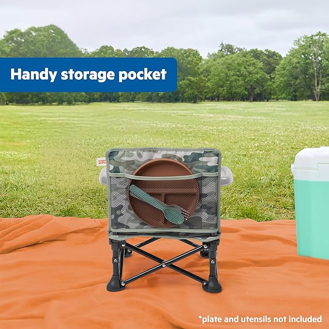 Ford Bronco Pop 'N Sit Portable Booster Chair by Bright Starts, Floor Seat, Indoor/Outdoor Use, Compact Fold, Camo Print, 6 Mos - 3 Yrs