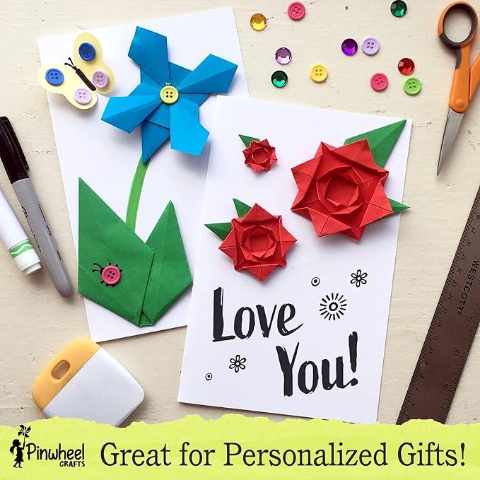 Flower Origami Kit & Paracord Bracelet Kit Bundle - Fun DIY Arts and Crafts Project for Kids Ages 6 7 8 9 10 11 12 - Great Gifts for All Occasions