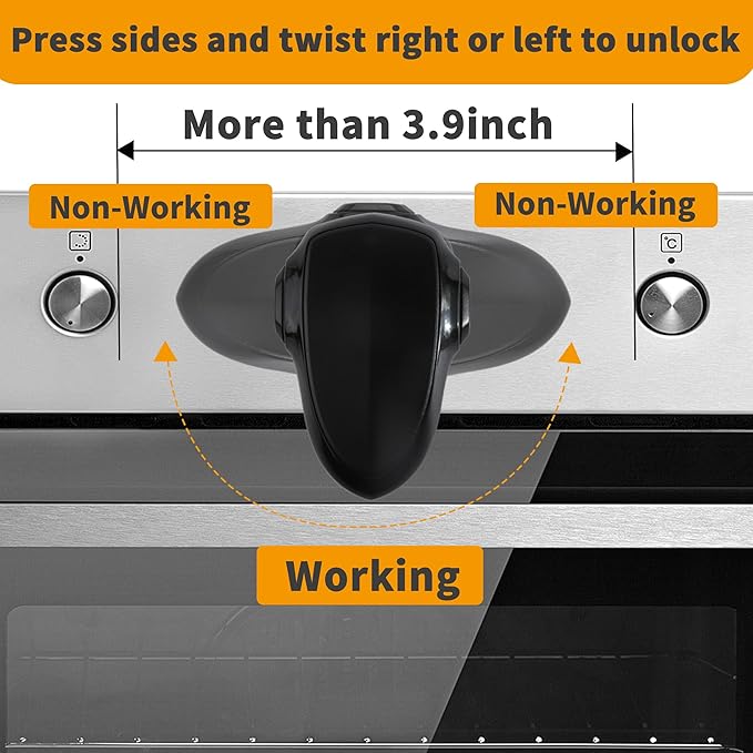 5 + 1 Packs Stove Knob Safety Covers for Child, Childproof Oven Door Lock, Baby Proofing Kitchen Gas Range Oven Knobs Locks, Black