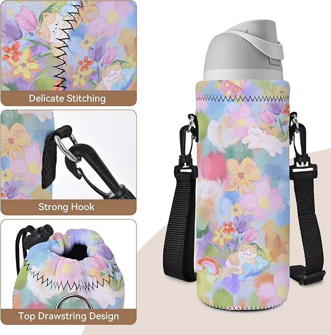 AUPET Water Bottle Bag Carrier,24oz/32oz Insulated Neoprene bottle Sling Holder Case Pouch Cover for 1000ML/750ML Bottles with Shoulder Strap for walking