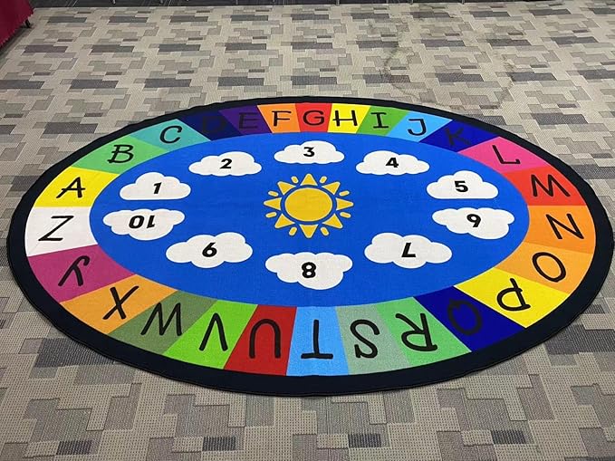 Genki - Classroom Rug for Kids - Education Classroom Carpet for Children - Colorful Seating Area - Large Elementary Classroom Rugs - Kids Seating for School Playroom | 3'3" x 4'11" Oval