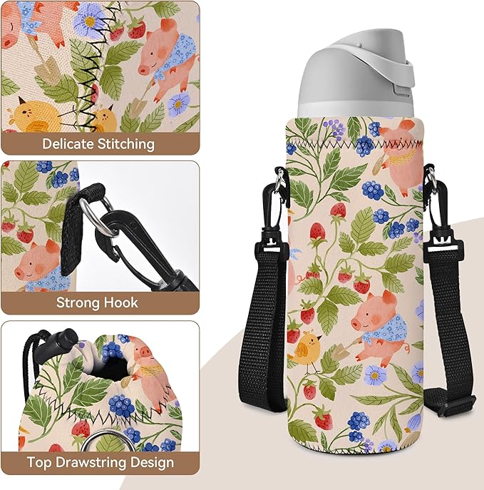 AUPET Water Bottle Sling Bag Carrier Crossbody Sleeve,Insulated Neoprene Bottle Case Holder Pouch Cover 500ML/17oz with Shoulder Strap for Walking Women Men