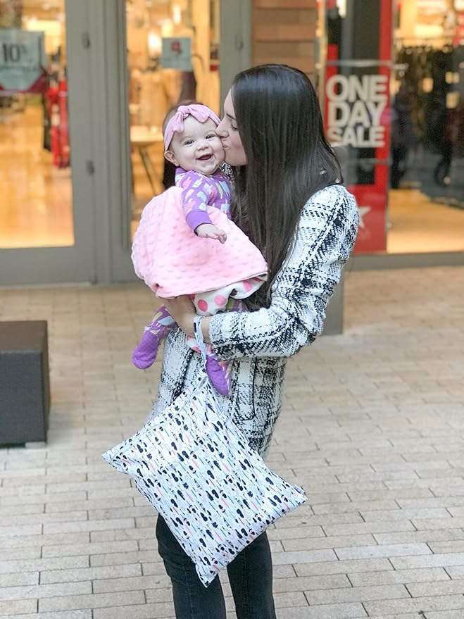 ALVABABY 3pcs Baby Cloth Diaper Wet Dry Bags Waterproof Reusable with Two Pockets Travel Beach Pool Daycare Soiled Baby Items Yoga Gym Bag for Swimsuits or Wet Clothes 3L-H1