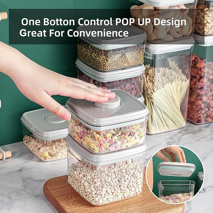 Airtight Food Storage Container - 0.9qt / 900ml Square Pop Containers With Lids, Bpa Free Stackable Container for Coffee Cereal Flour Spaghetti Rice Kitchen Organizer