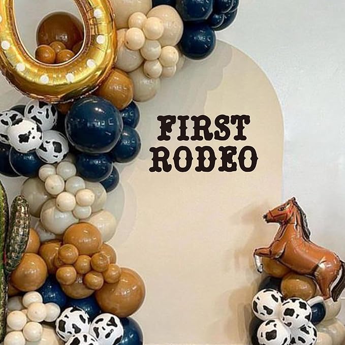 First Rodeo Wall Decal - Western Cowboy Theme First Birthday Party/Baby Shower Party Decorations Supplies Wall Stickers, Rodeo Sign Balloon Arch Backdrop and Party Backdrop Decorations Decals