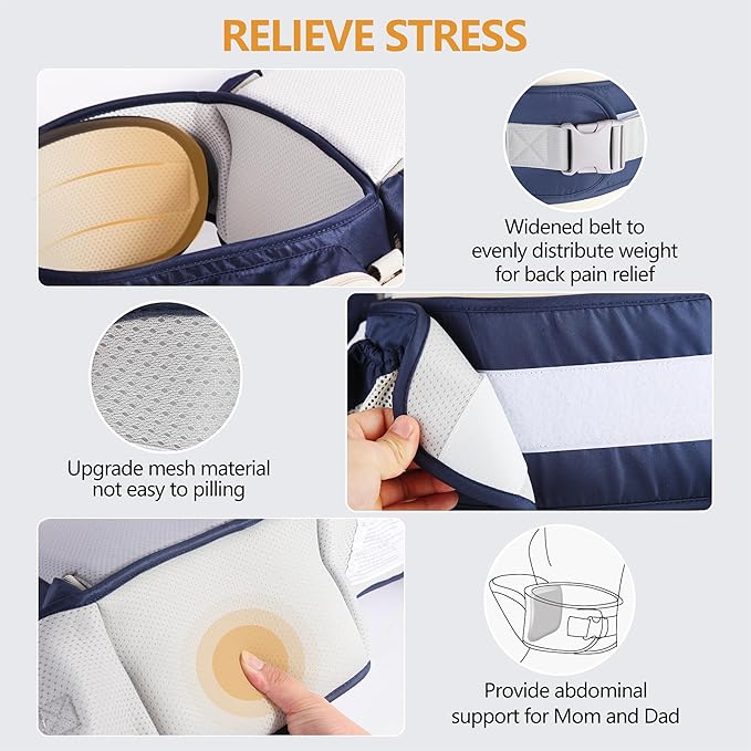 Baby Hip Seat Carrier, Ergonomic Waist Stool for Child Infant with Adjustable Strap Pocket Soft Base, Baby Hip Carrier for Newborns & Toddlers