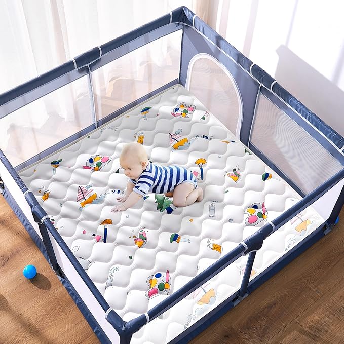 High-Density Foam Baby Play Mat, 47x47 Inches Thicken One-Piece Comfortable and Soft Playmat, Non Slip Machine Washable Floor Mat for Infants, Tapete para Bebes,Toddlers