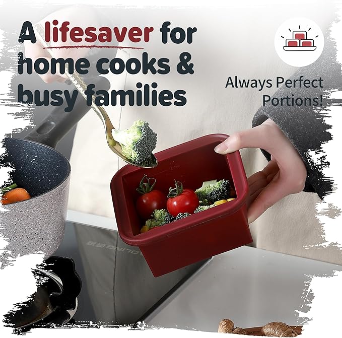 2-Cup Silicone Freezer Trays with Lids – Perfect for Meal Prep, Portion Control, and Easy Freezing-Meal Prep Container Molds for Soup,Leftovers (Cranberry, 4 Pack)