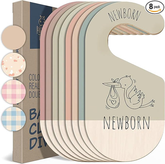 Baby Clothes Dividers For Closet - Wooden Baby Clothes Organizer Dividers for Boy & Girl, 8 Baby Closet Dividers by Size - Ideal Clothing Organizers