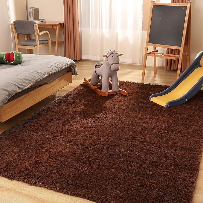 5x7 Area Rug, Luxury Rugs for Living Room, Ultra Soft Rugs for Bedroom, Non-Slip Indoor Carpet for Nursery, Kids Room, Playroom, Home Decor, Brown