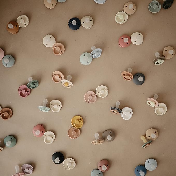 FRIGG Daisy SilkySoft Silicone Baby Pacifier | Made in Denmark | BPA-Free (Dusty Rose/Lily Pad, 6-18 Months)