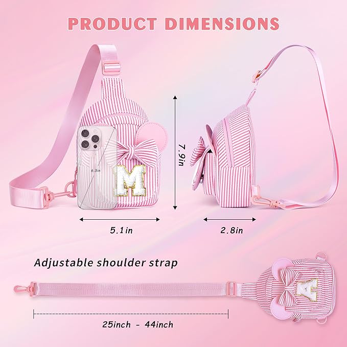 Gifts for Kids, Girls Birthday Gifts | Purple Crossbody Bags for Little Girl Kids Initial Cross Body Bag Small Sling Belt Bag Birthday Gift for Sister Daughter Granddaughter Gift (Purple C)