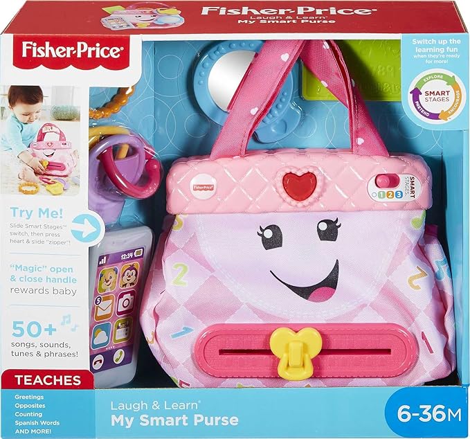 Fisher-Price Baby & Toddler Toy Laugh & Learn My Smart Purse with Lights, Learning Songs & 5 Accessories for Infants Ages 6+ Months
