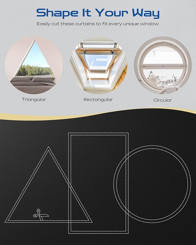 30" W x 60" L 100% Portable Blackout Curtains, Total Darkness No-Drill Black Out Window Cover,Temporary Blackout Shades with Hook & Loop Tape, for Bedroom, Nursery, Dorm, Travel (Black)