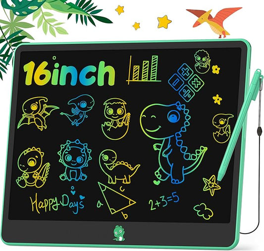 Hockvill LCD Writing Tablet for Kids, Toys for Girls Boys Drawing Pad for 3 4 5 6 7 Year Old Kid, Toddler Doodle Board Christmas Birthday for Children (16 INCH, Green)