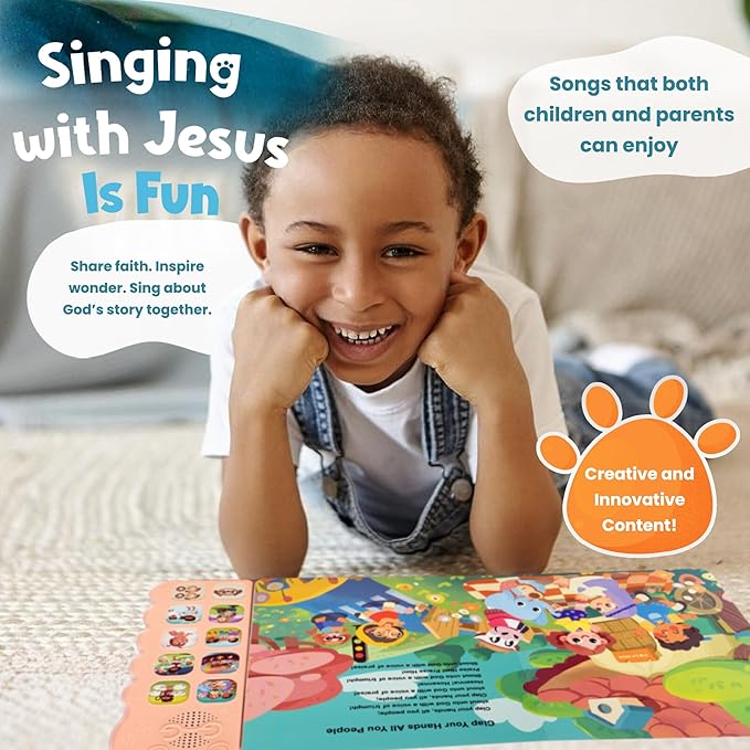 GO GO Songs of Creation and Praise: Christian Baby Books with 8 Songs, Singing Toy, Sound Play for Ages 1-5, Musical Learning, and Interactive Praise Gift for Kids, Bible for Toddlers 1-3