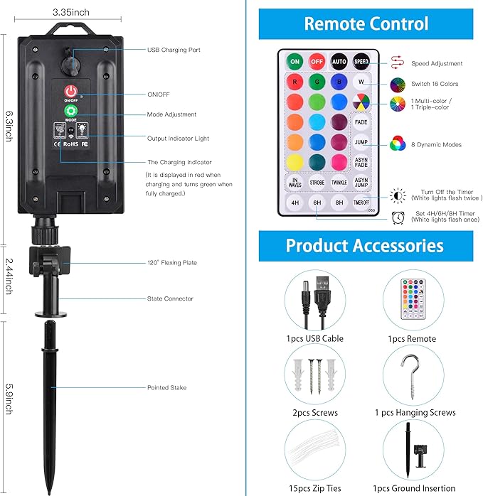 49FT Solar Rope Lights Outdoor Waterproof, 18 Colors Changing 150 LEDs Fairy String Lights USB & Solar Powered with Remote, Multicolor Tube Light for Outside Trampoline Yard Christmas Decor