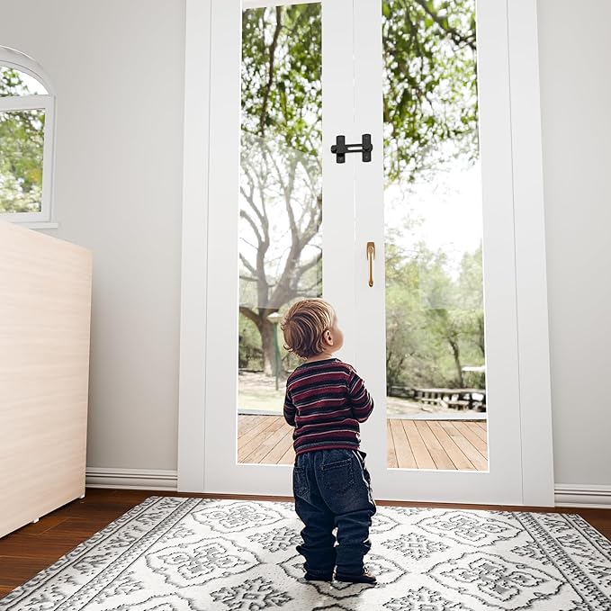 2PCS 180 Degree Matte Black Bifold Latch Flip Sliding Barn Door Latches, Gate Latch for Barn Door, Sliding Door, Pet Door, Garage, Bathroom, Window, Outdoor