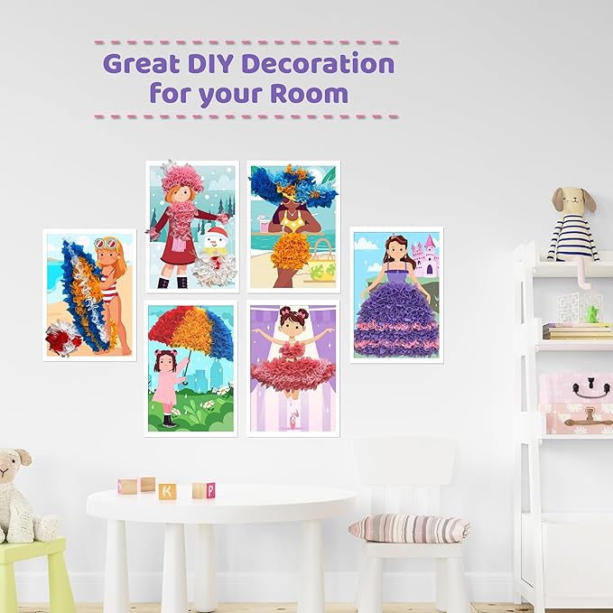 jackinthebox Poke Poke Art for Kids - Fashion Theme, Mess-Free Fabric Art and Craft, Flower Pressing Kits, Gift for Kids, Girl Gifts, Toys for Girls Ages 4 5 6 7 8