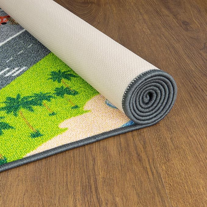 KC Cubs 8x10 City Streets Car Road Rug – Educational Non-Slip Play Mat for Kids, Toddlers, Nursery, Classroom, Playroom, Baby Daycare, Boy Girl Carpet