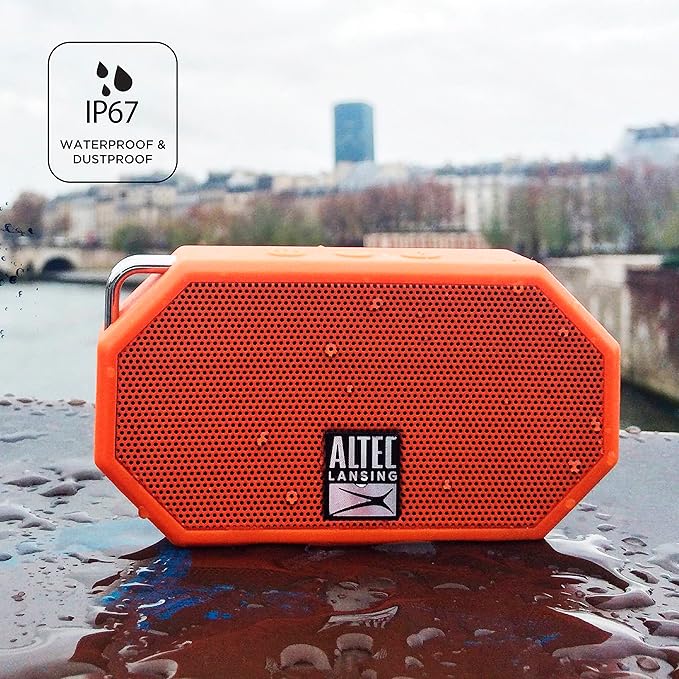 Altec Lansing Mini H2O - Waterproof Bluetooth Speaker, IP67 Certified & Floats in Water, Compact & Portable Speaker for Hiking, Camping, Pool, and Beach,Orange