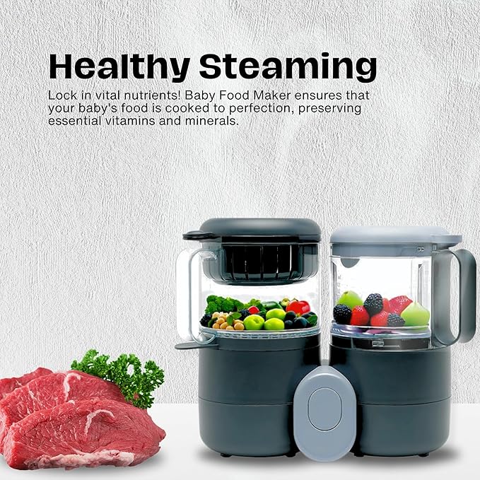 Baby Food Maker Steamer and Blender - Multifunction Baby Food Processor and Steamer w/Blender, Defrosting & Reheating - Use as Puree Maker and Grinder Machine for Feeding Set Essentials (2 Liters)