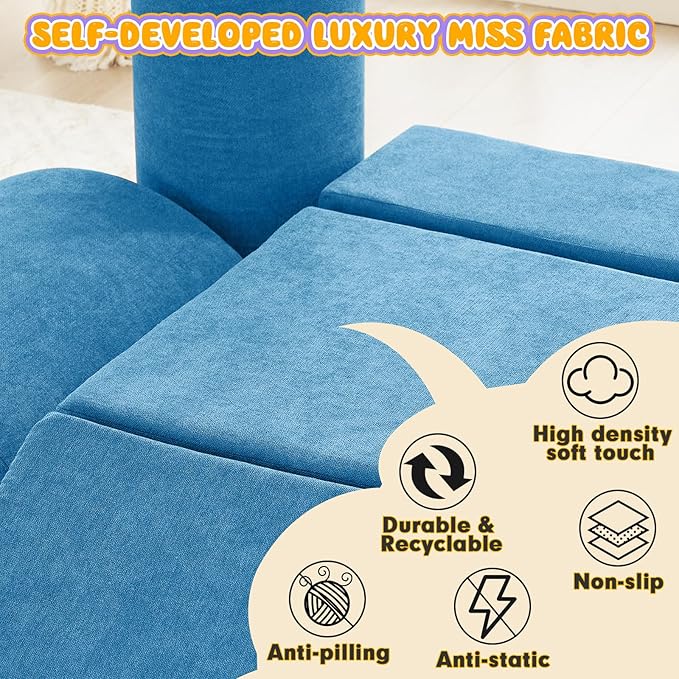 Jela Foam Blocks - Soft Play Equipment with 6 Luxury Miss Fabric Climbing Blocks for Toddlers, Babies & Kids - Lightweight Climb & Crawl Playset