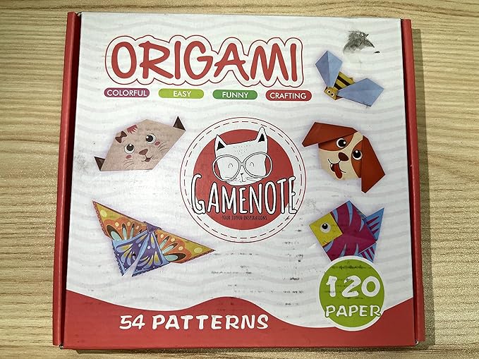 Gamenote Colorful Origami Kit for Kids 54 Projects 120 Double Sided Origami Paper 12 Sheets Practice Papers Instructional Origami Book Origami Gift for 4+ Girls Boys Adult Beginners Training Craft
