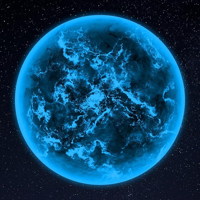 Glow in The Dark Sun for Ceiling, Luminous Planet Wall Sticker, Kids Bedroom Wall Decal, Sticky Fluorescence Sun, Gift for Boys and Girls (Blue)