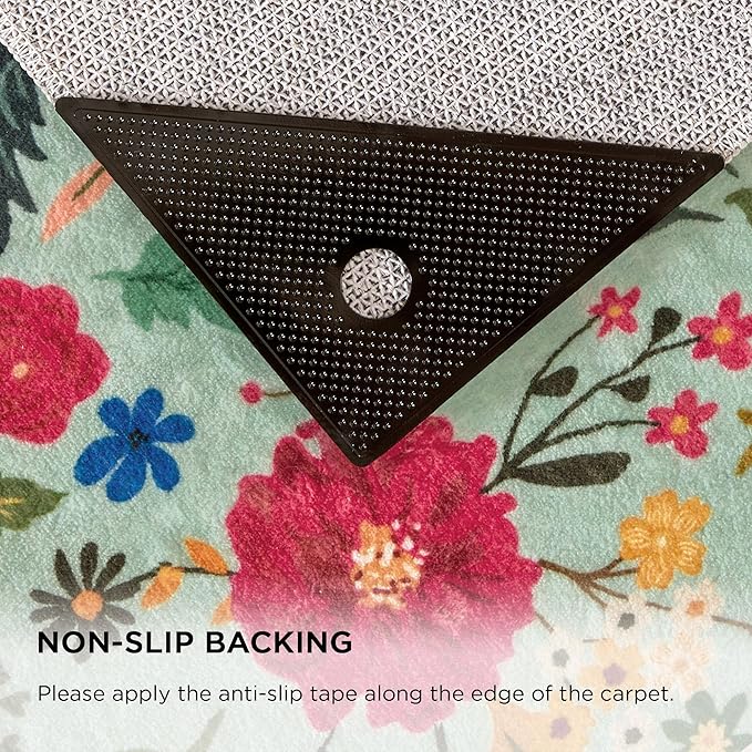 5x7 Washable Rug for Living Room, Green Floral Area Rug, Non Slip Low Pile Soft Flower Carpet, Large Rugs for Bedroom, Dining Room, Office, Kids Playroom, Nursery, Sage Green