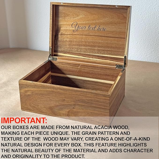 Keepsake Box for Couple - Engraved Memento Box w/ Couples Names, Anniversary Wedding Gift for Couple, Acacia Wood Love Chest, Time Capsule, Custom Heirloom Storage, Hidden Message, 11 x 8 x 4.75 in