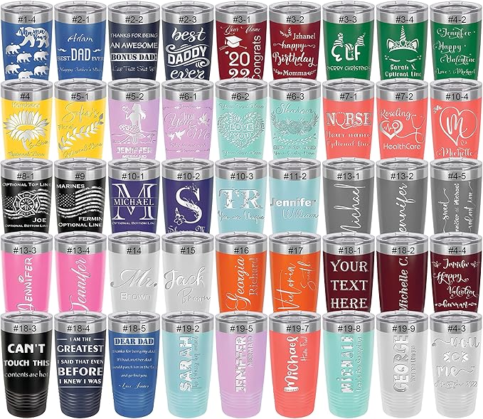 iProductsUS Personalized Tumbler for Men, Insulated Stainless Steel Travel Coffee Mug, Laser Engraved Custom Cup, Slider Lid Included, Gifts for Dad, Husband (Gray, 20oz)