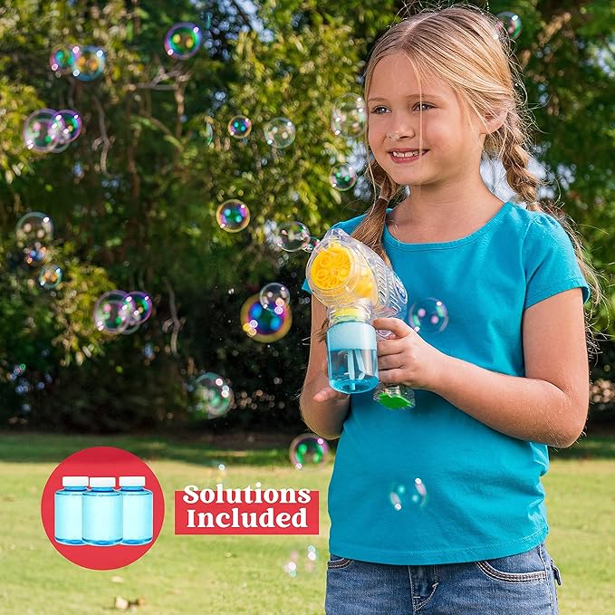 JOYIN 3 Packs Bubble Guns with 3 Solutions, Automatic Bubble Maker Blower Machine for Kids, Party Favors, Summer Toy, Birthday, Outdoor & Indoor Activity, Easter