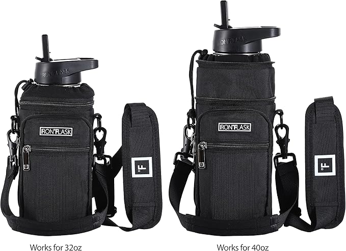 IRON °FLASK Carrier, Holder, Sleeve - Fits Insulated Stainless Steel Sports Water Bottle, Adjustable Shoulder Strap, Holder Bag Case Pouch Cover