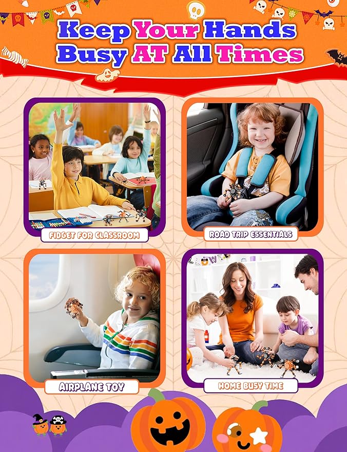 Halloween Decor Toy Gifts for Kids Transformable Fidget Spinners for Adults Stress Relief Sensory Toys for Boys and Girls Fidget Toys Black Orange Halloween Party Decorations