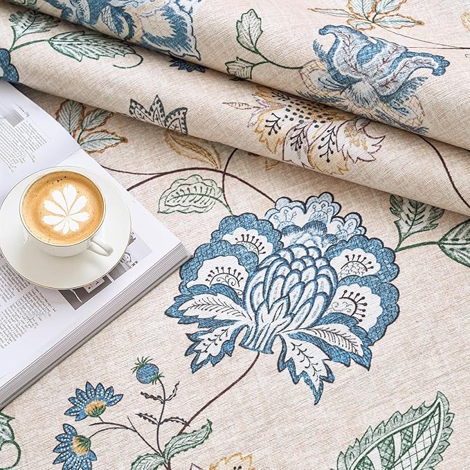 jinchan 2x3 Floral Rug for Entryway Washable Kitchen Rug Vintage Romance Design Small Mat Non Slip Indoor Doormat Lightweight Low-Profile Throw Carpet for Entrance Bathroom Laundry Room, Blue/Beige