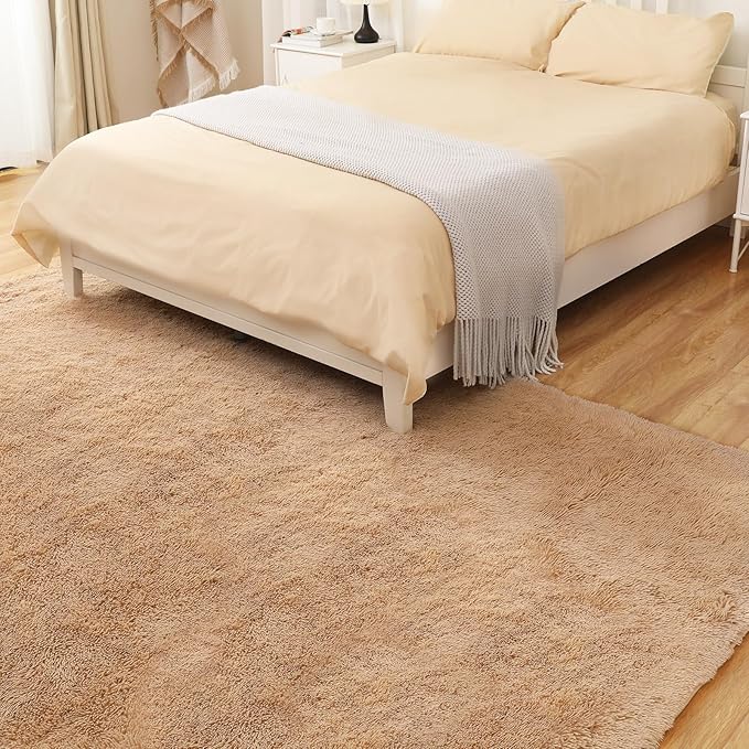 Area Rugs 8x10, Fluffy Rugs for Living Room, Ultra Soft Rugs for Bedroom, Non-Slip Indoor Carpet for Nursery, Kids Room, Playroom, Home Decor, Camel
