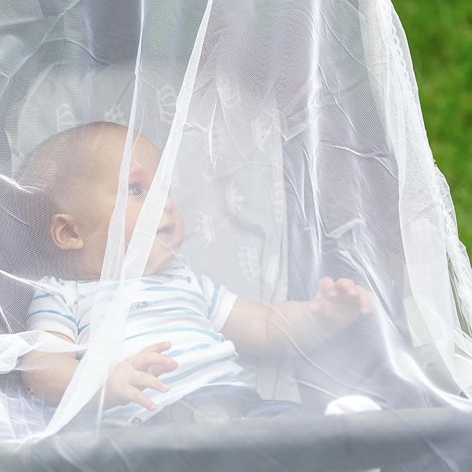 Enovoe Mosquito Net for Stroller and Baby Crib - Durable Mesh Bug Net Cover with Elastic Edge - Fits Strollers, Bassinets, Playards, and Mini Cribs - Travel Essential for Newborns - 63x64-Inch (White)