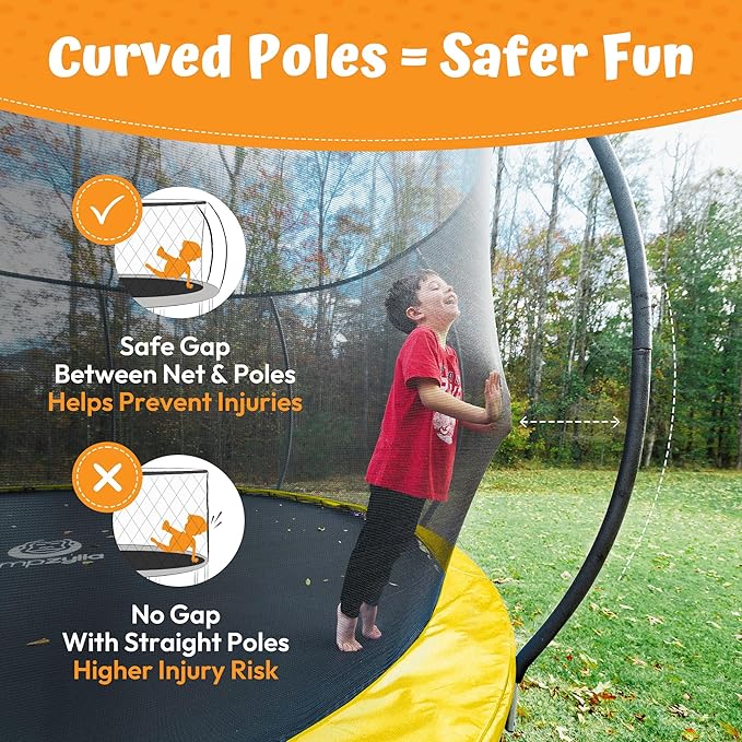 JUMPZYLLA Trampoline Outdoor 8FT 10FT 12FT 14FT 15FT 16FT with Enclosure and Ladder, ASTM Approved Recreational Trampoline for Kids and Adults, Anti-Rust Coated Frame