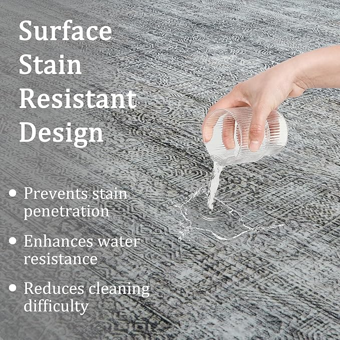 6x9 Area Rug Living Room Rugs - Washable Rug Large Modern Abstract Soft Thin Carpets Indoor Floor No Slip Vintage Carpet for Bedroom Under Dining Table Nursery Home Office Decor Gray Blue