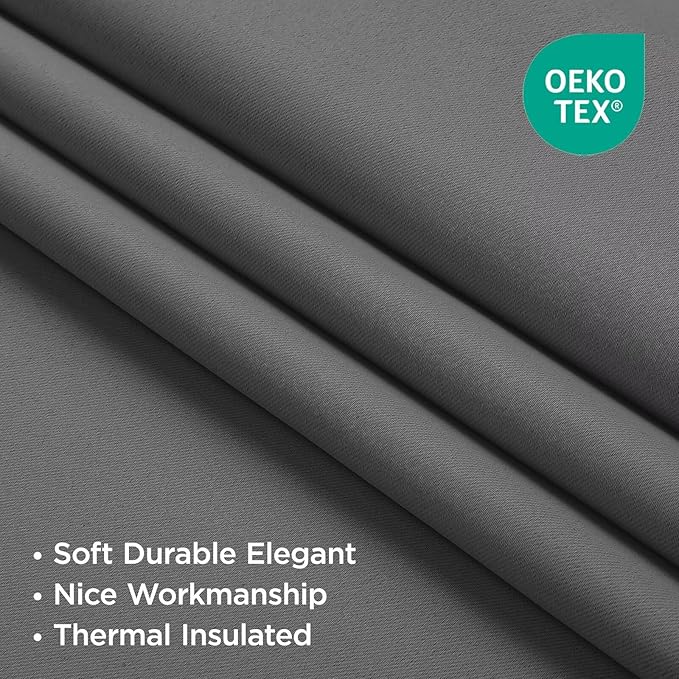 Joydeco Blackout Curtains 96 Inches Long, Thermal Insulated Black Out Curtains 2 Panels Set for Bedroom, Room Darkening Drapes for Living Room Window (W37 x L96 Inch, Light Grey)