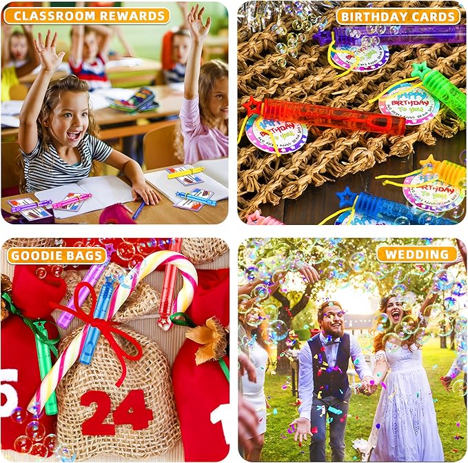 300 Pack 10 Colors Bulk Mini Bubble Wands,Party Favors Bubbles Wand for Kids,Perfect for Summer Outdoor Toys,Goody Bags Stuffer Bubbles,Carnival Prize,Birthday,Wedding