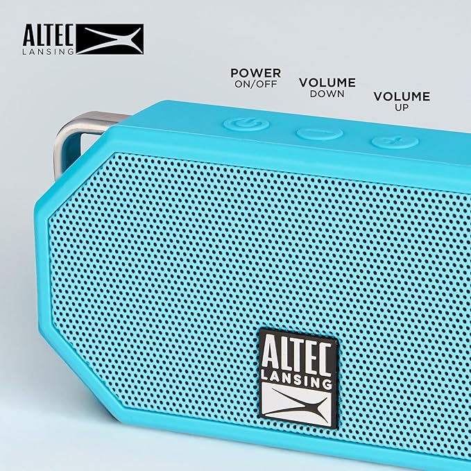Altec Lansing Mini H2O - Waterproof Bluetooth Speaker, IP67 Certified & Floats in Water, Compact & Portable Speaker for Hiking, Camping, Pool, and Beach,Aqua