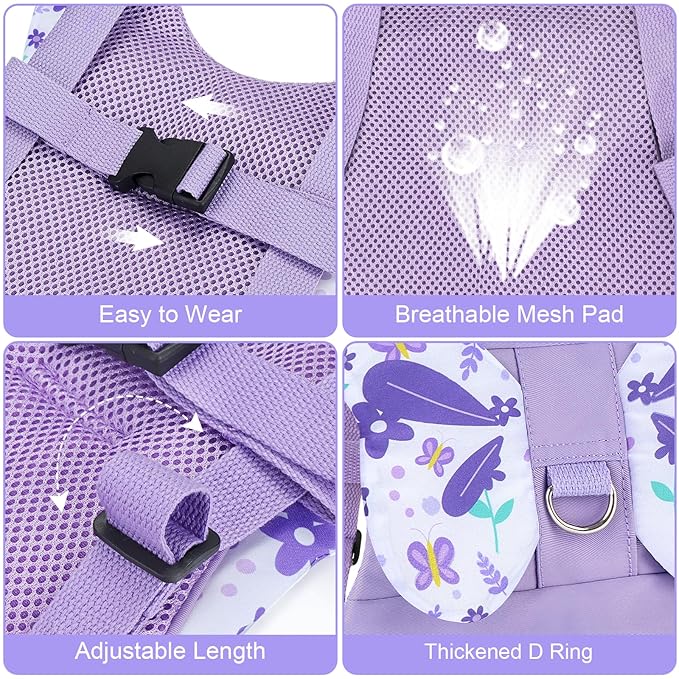 Accmor Toddler Harness Leash, 3 in 1 Cute Butterfly Kids Leash + Anti Lost Wrist Link for Outdoor Travel, Adorable Child Walking Harness Wristband Assistant Mini Strap Belt Protector for Baby Girls